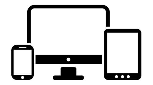 Desktop monitor, smartphone, and tablet clipart image